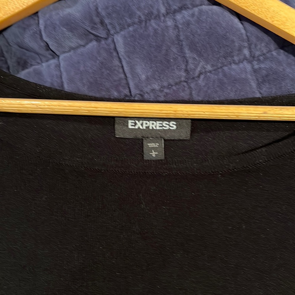 Express light sweater dress form fitting with ruched front - very flattering